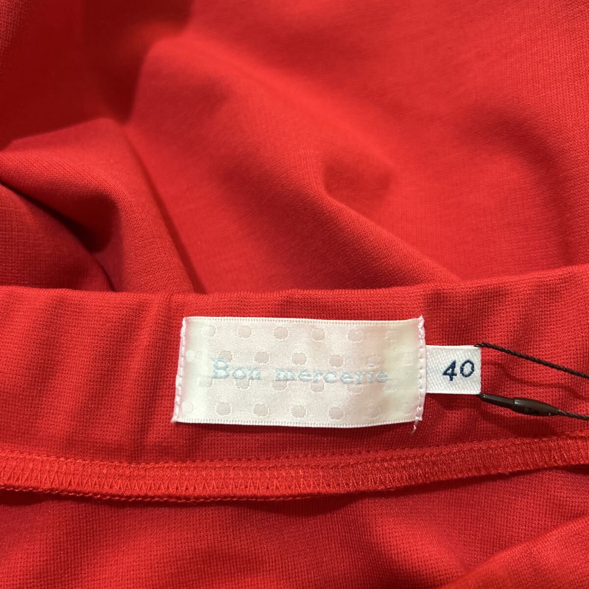 新品 タグ付き 定価5,900円 bon mercerie ボンメルスリー フレアスカート スカート 膝丈 きれいめ ウエストゴム レッド 赤 Lサイズ_画像6