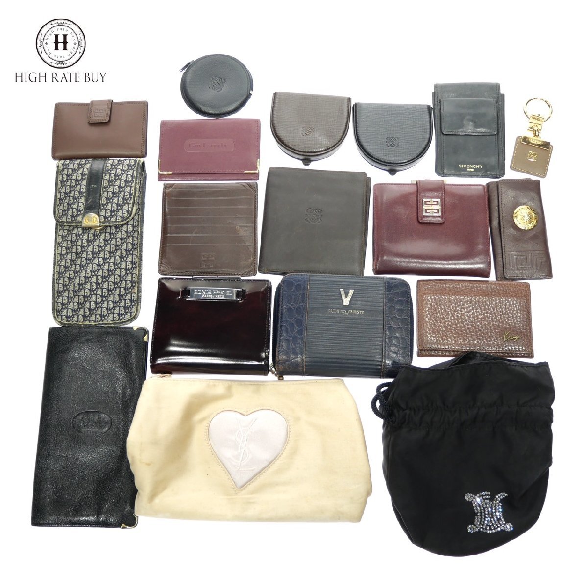1円スタート 小物 まとめ18點(diǎn)セット LOEWE ロエベ Christian Dior クリスチャンディオール 等 財(cái)布 ポーチ キーケース 等 レザー ナイロン