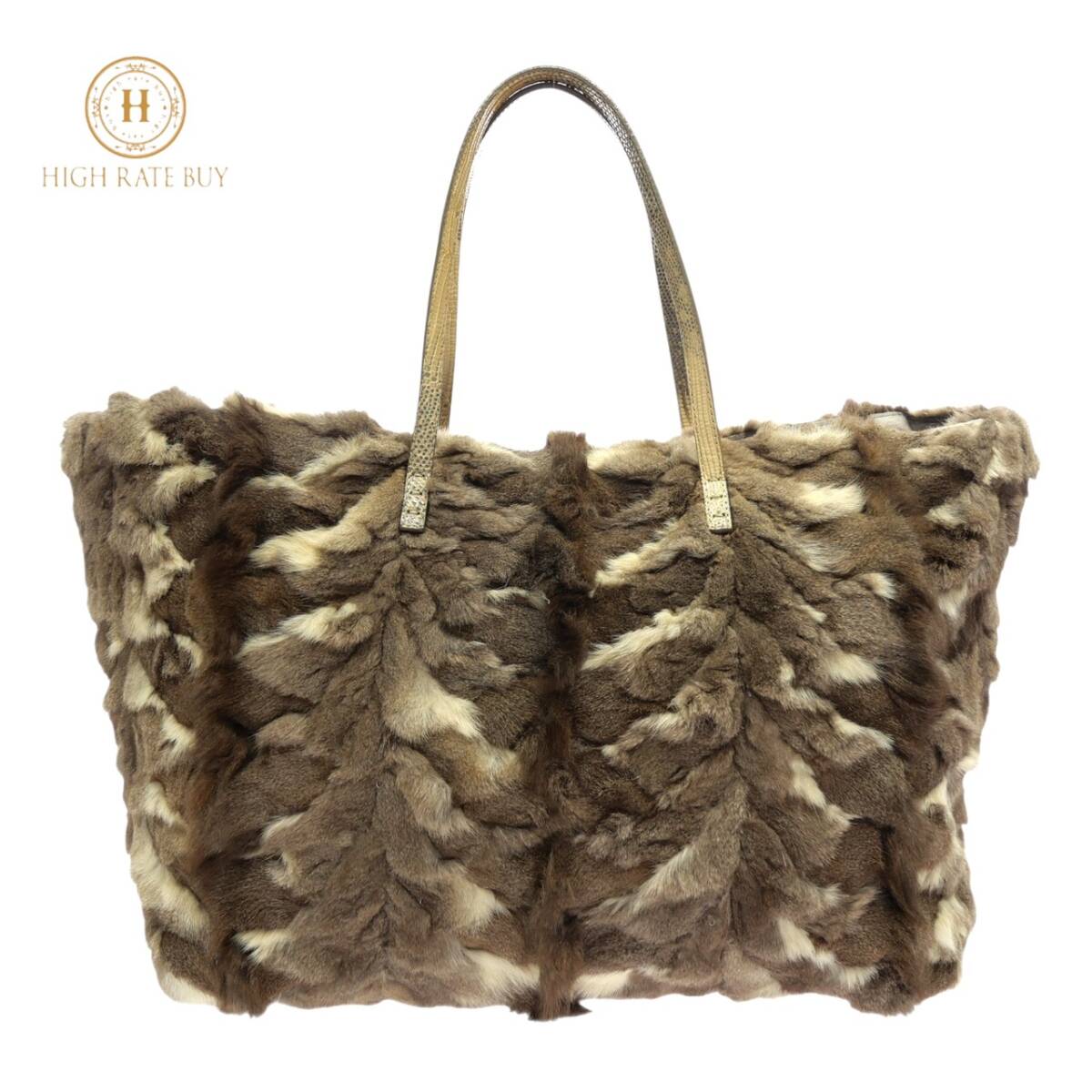 1円スタート FENDI フェンディ ファー ハンドバッグ シルバー金具 トートバッグ 手提げかばん レザー ブラウン アイボリー レディース