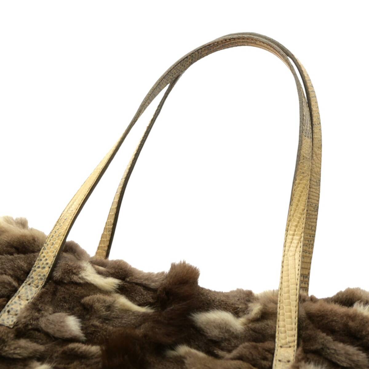 1円スタート FENDI フェンディ ファー ハンドバッグ シルバー金具 トートバッグ 手提げかばん レザー ブラウン アイボリー レディース