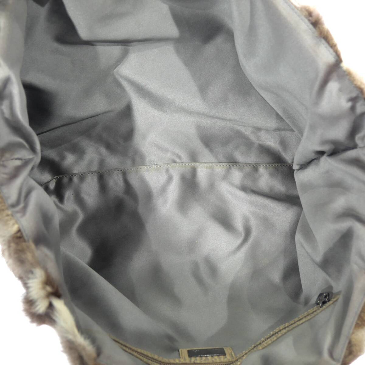 1円スタート FENDI フェンディ ファー ハンドバッグ シルバー金具 トートバッグ 手提げかばん レザー ブラウン アイボリー レディース