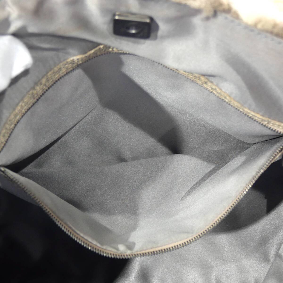 1円スタート FENDI フェンディ ファー ハンドバッグ シルバー金具 トートバッグ 手提げかばん レザー ブラウン アイボリー レディース