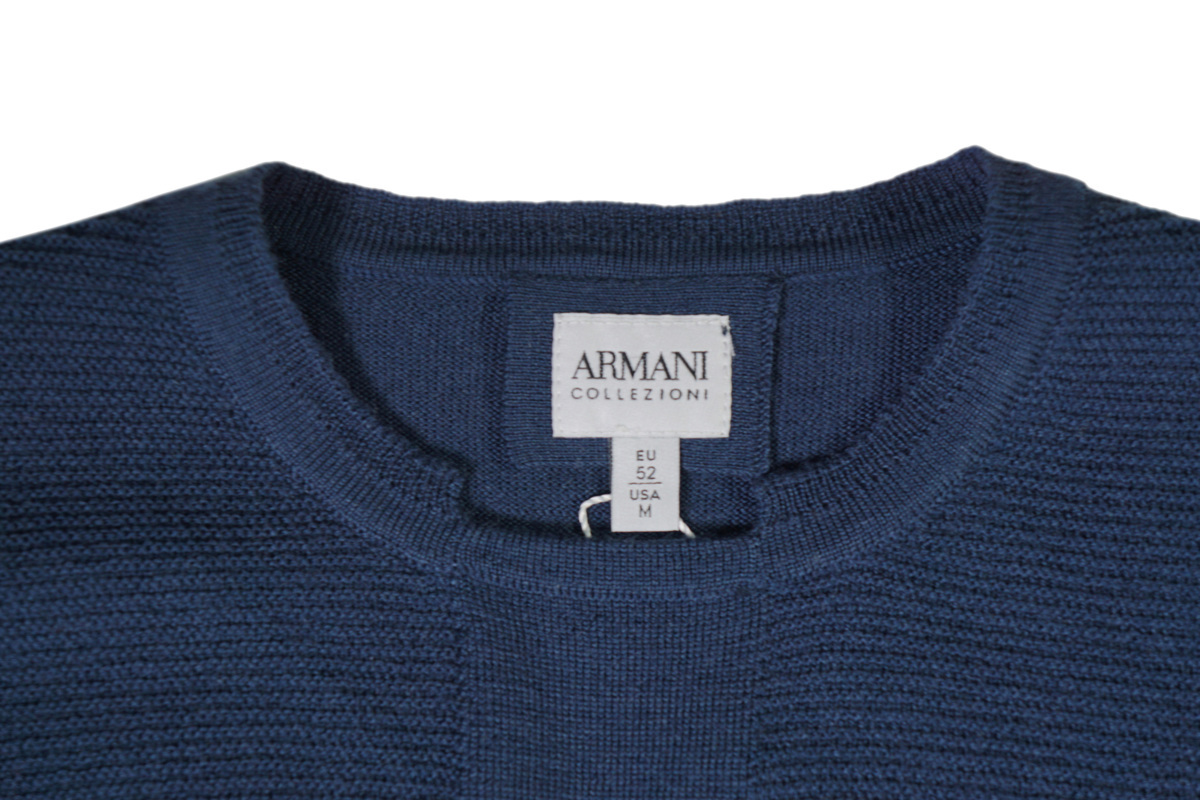 G465(52).. ARMANI COLLEZIONI アルマーニ コレツォーニ ニット クルーネック ★ ネイビー_画像5