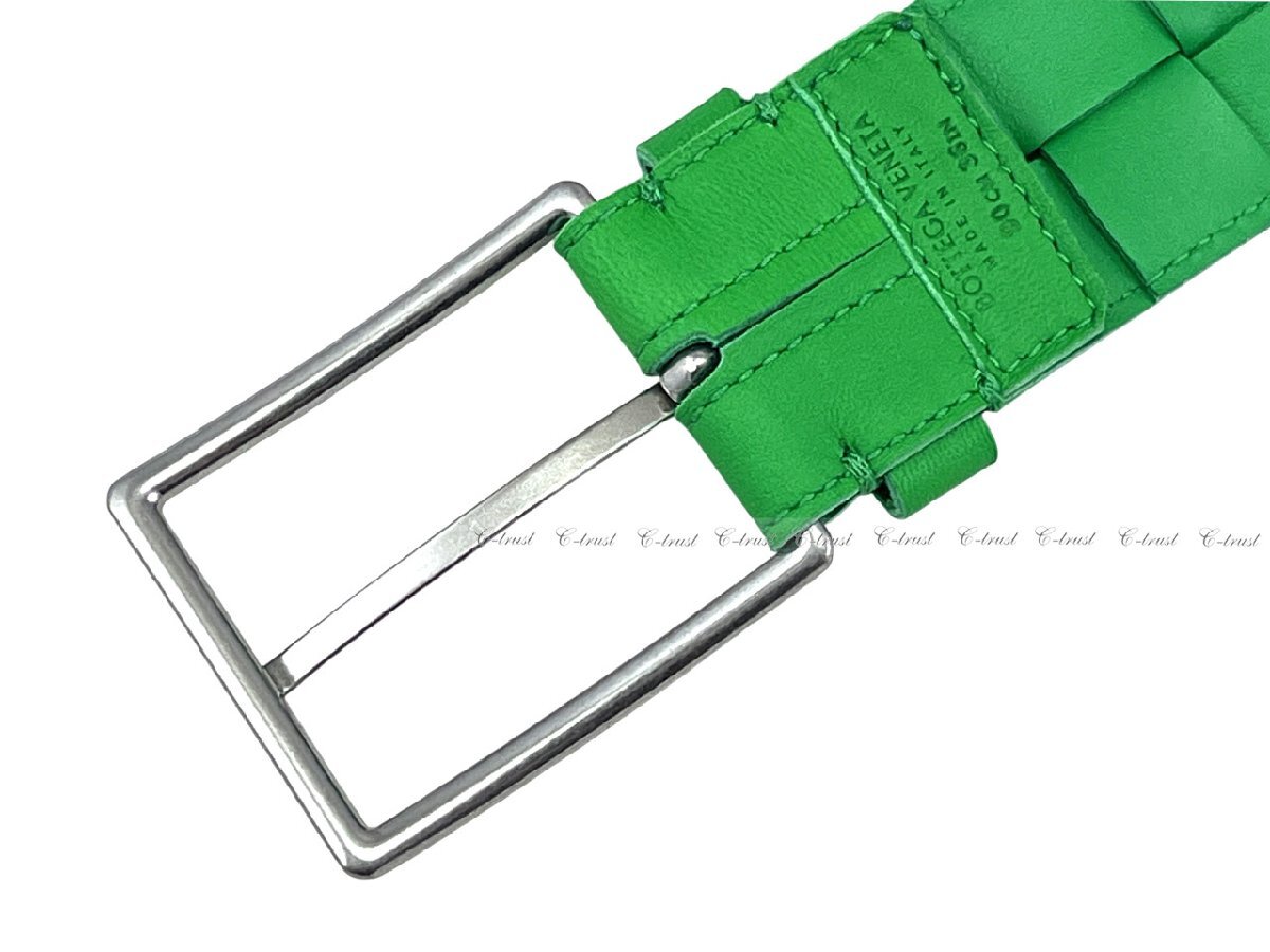 L786-90.. BOTTEGA VENETA ボッテガ ヴェネタ ベルト BELT イントレ カーフ ナッパ レザー イタリア制 ★ 3724 PARAKEET