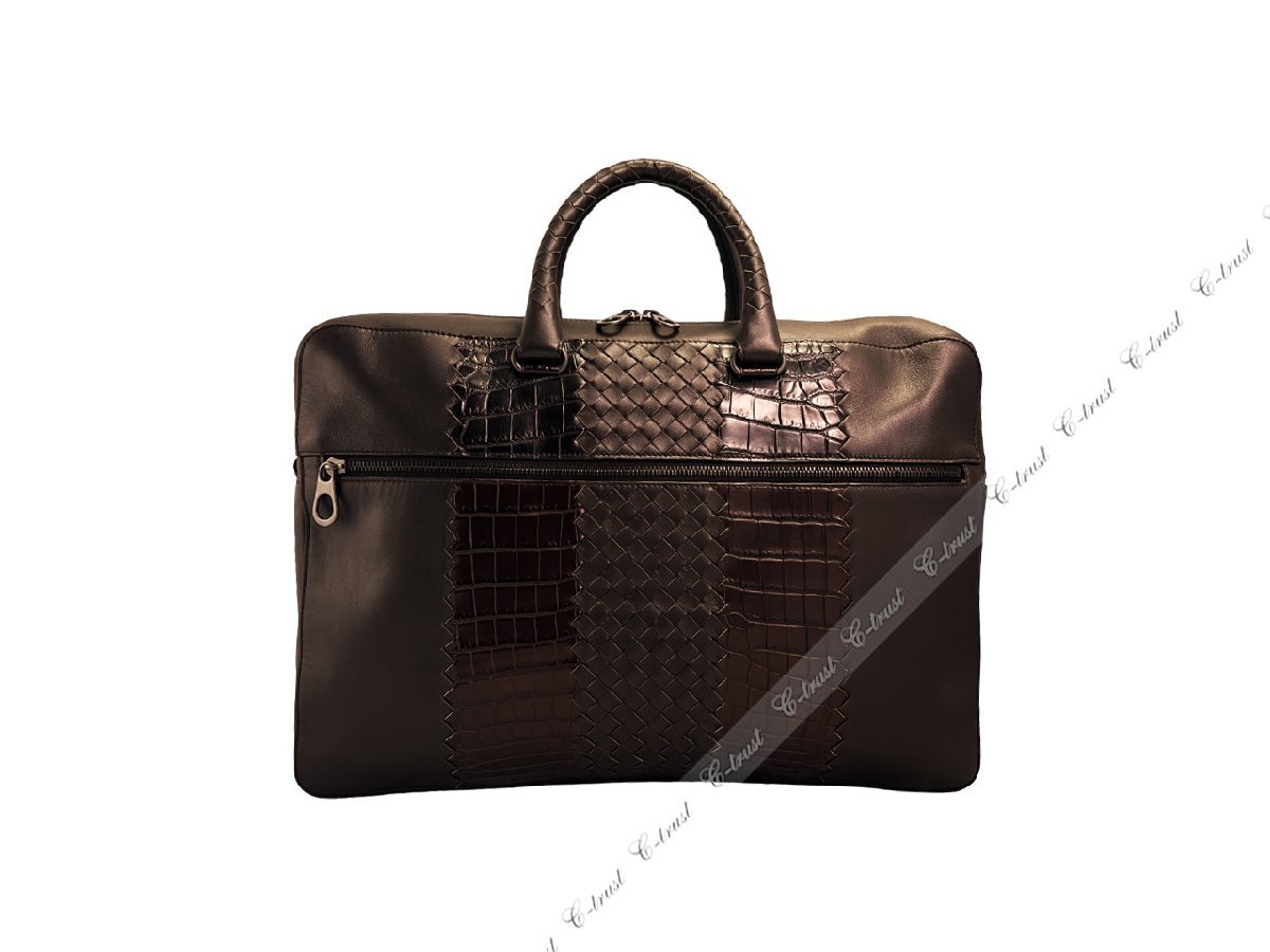 J101.. BOTTEGA VENETA ボッテガ ヴェネタ ビジネスバッグ 最高級(jí) リアルクロコ 2WAY イタリア制 ★ 2129 ESPRESSO