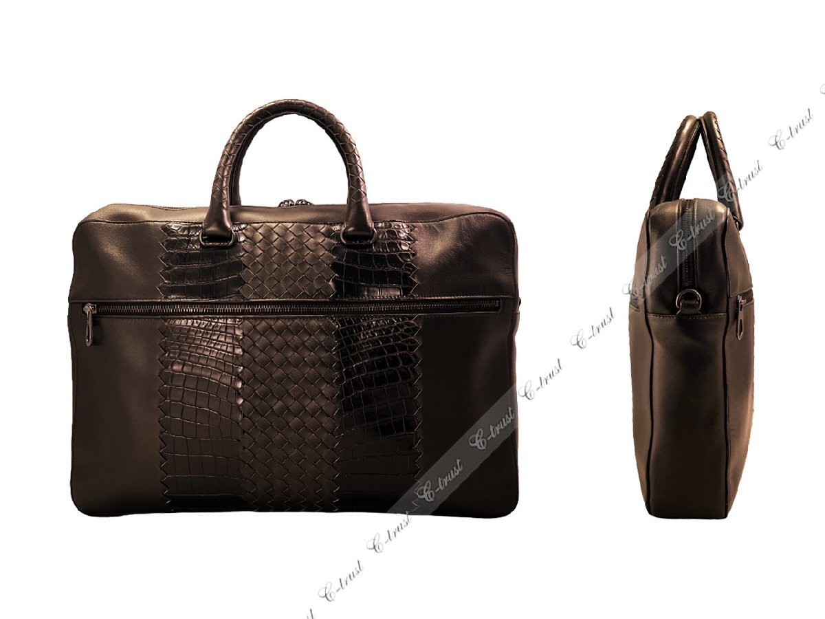J101.. BOTTEGA VENETA ボッテガ ヴェネタ ビジネスバッグ 最高級(jí) リアルクロコ 2WAY イタリア制 ★ 2129 ESPRESSO