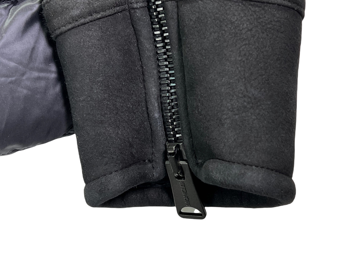 I456(2).. MONCLER モンクレール MONGIOIE シープ レザー ダウン メンズ ★ 999 ブラック