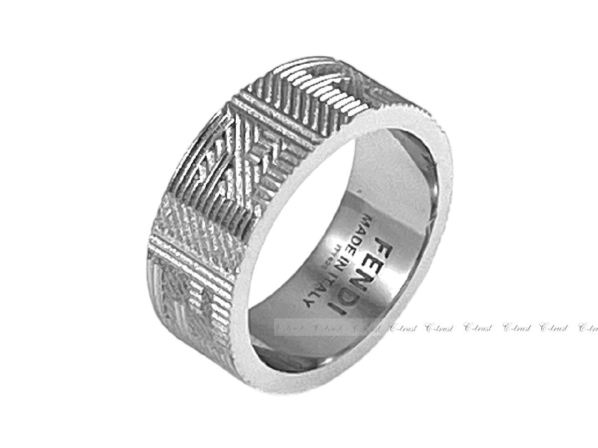 L653-S.. FENDI フェンディ リング 指輪 RING FF シャドー バンド パラジウム メタル ロゴ メンズ イタリア製 7AJ762B08F0TH0 ★ シルバー_画像2