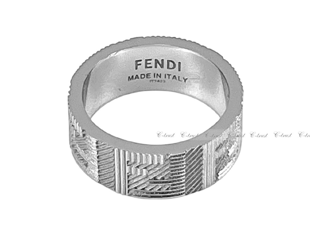 L653-S.. FENDI フェンディ リング 指輪 RING FF シャドー バンド パラジウム メタル ロゴ メンズ イタリア製 7AJ762B08F0TH0 ★ シルバー_画像3