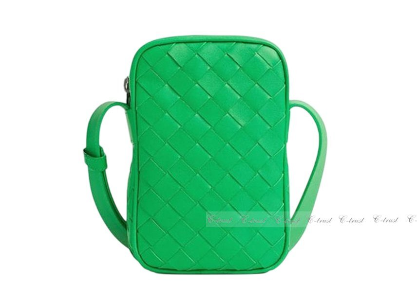 L395.. BOTTEGA VENETA ボッテガ ヴェネタ ショルダーバッグ BAG PHONE CASE ストラップ カーフ イタリア制 ★ 3724 PARAKEET