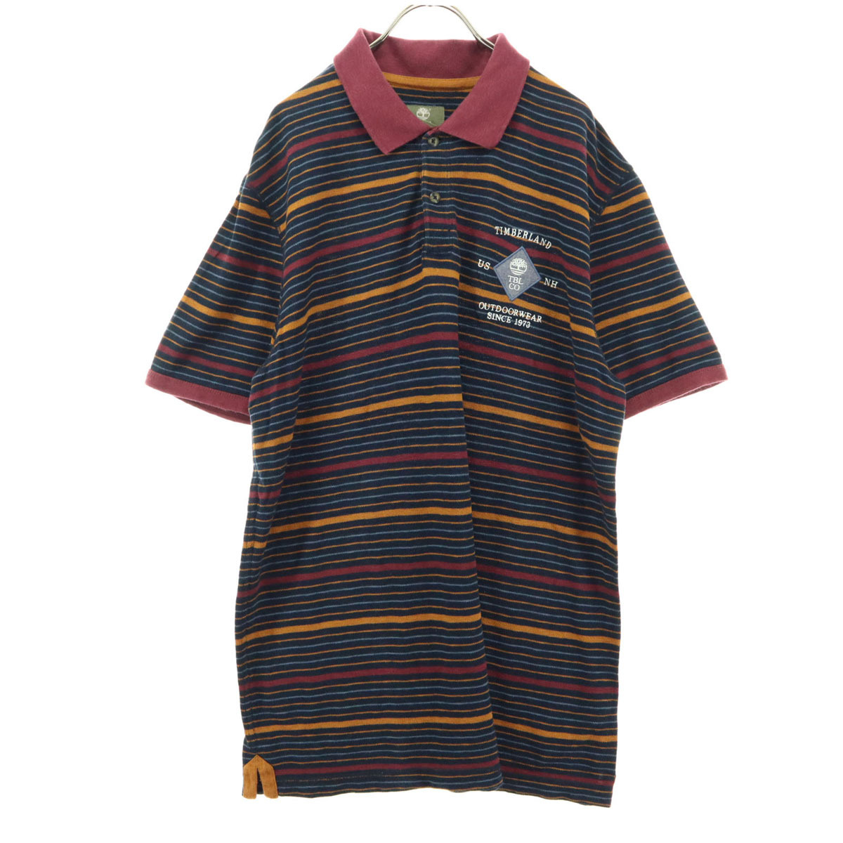 Timberland ティンバーランド ボーダー柄 半袖 ポロシャツ M ネイビー メンズ_画像1