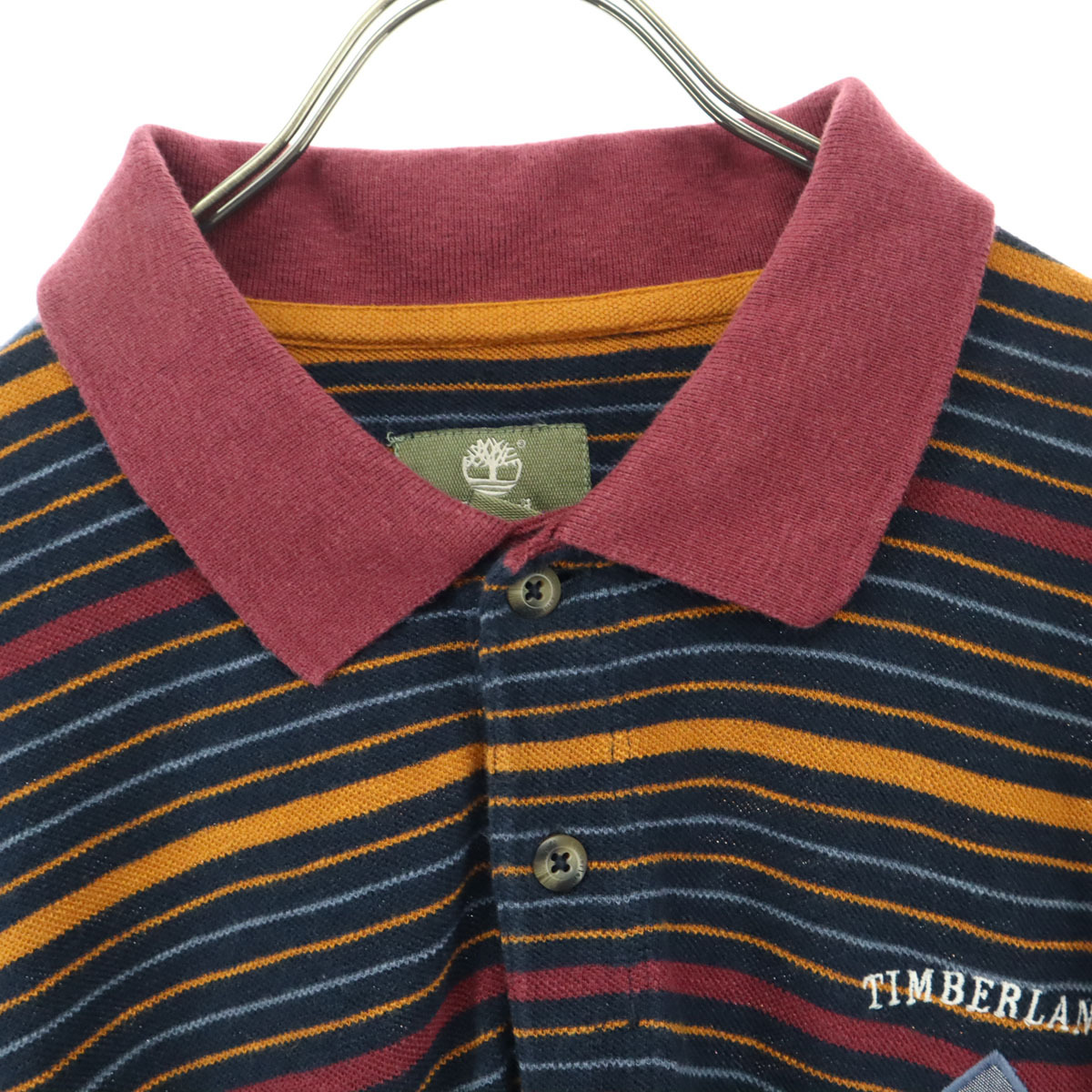 Timberland ティンバーランド ボーダー柄 半袖 ポロシャツ M ネイビー メンズ_画像3