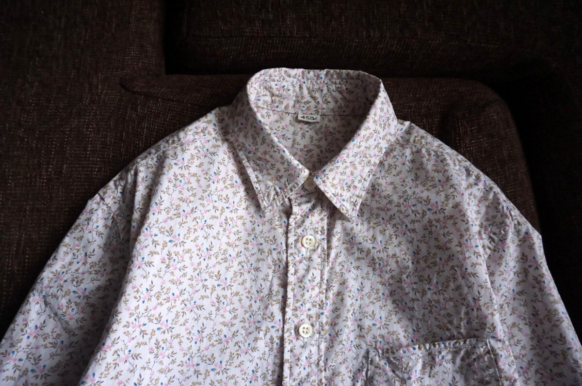 *24 год покупка × обычная цена 5.5 десять тысяч иен ×.. розовый . маленький цветочный принт * изысканный .... цветочный узор рубашка с длинным рукавом *45rpm 45R быстрое решение блуза 