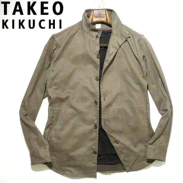 秋物▼ 美品! タケオキクチ スタンドカラー ジャケット フェイクスエード スウェード Lサイズ TAKEO KIKUCHI 茶 ブラウン 羽織りもの