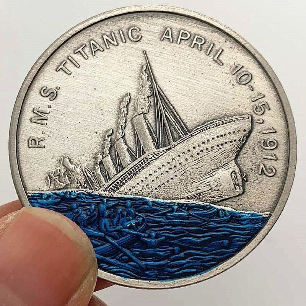 極美品 希少 イギリス タイタニック 記念メダル チャレンジコイン 大型硬貨 外国銀貨 海外コイン コレクション 収蔵品 記念銀貨 コイン_画像9