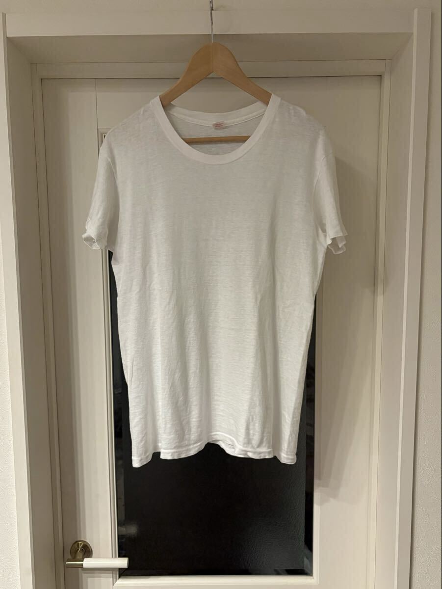 レア 70s Hanes 赤タグ ソリッドTシャツ① 白M オフホワイト シングルステッチ ビンテージ USA制 無(wú)地 舊タグ70s80s90s