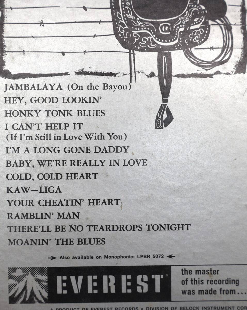 ★中1806 Songs Of Hank Williams Played By Billy Mure's Guitar & Orchestra ハンクウィリアムズ レコード LP コレクター放出品 32509081_画像9