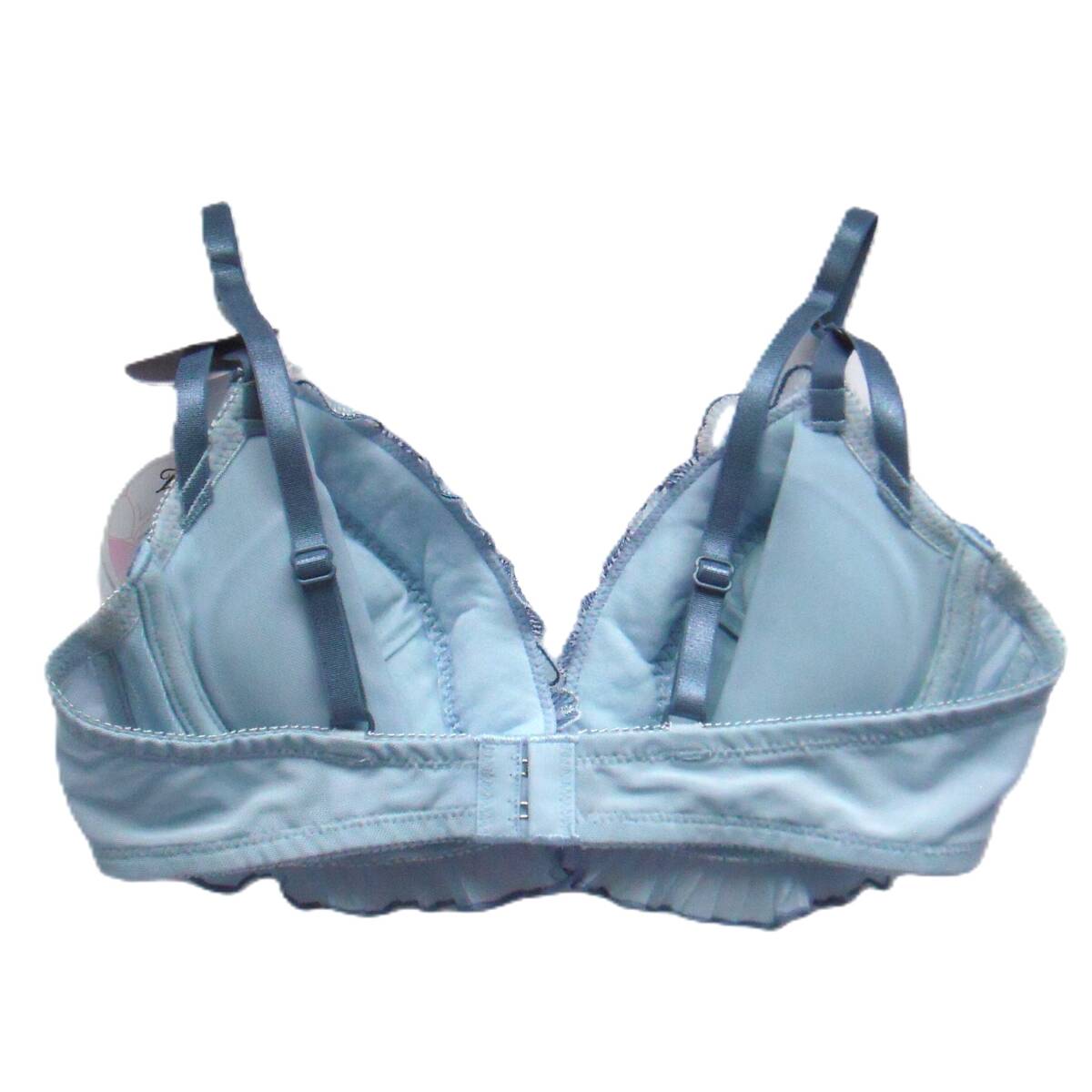 COCO Linge ダズリングペタルレース ブラジャー&ショーツセット D70/M ココランジェ ひらめくプリーツフリル ブルー 新品送料込 定価\3,190_画像3
