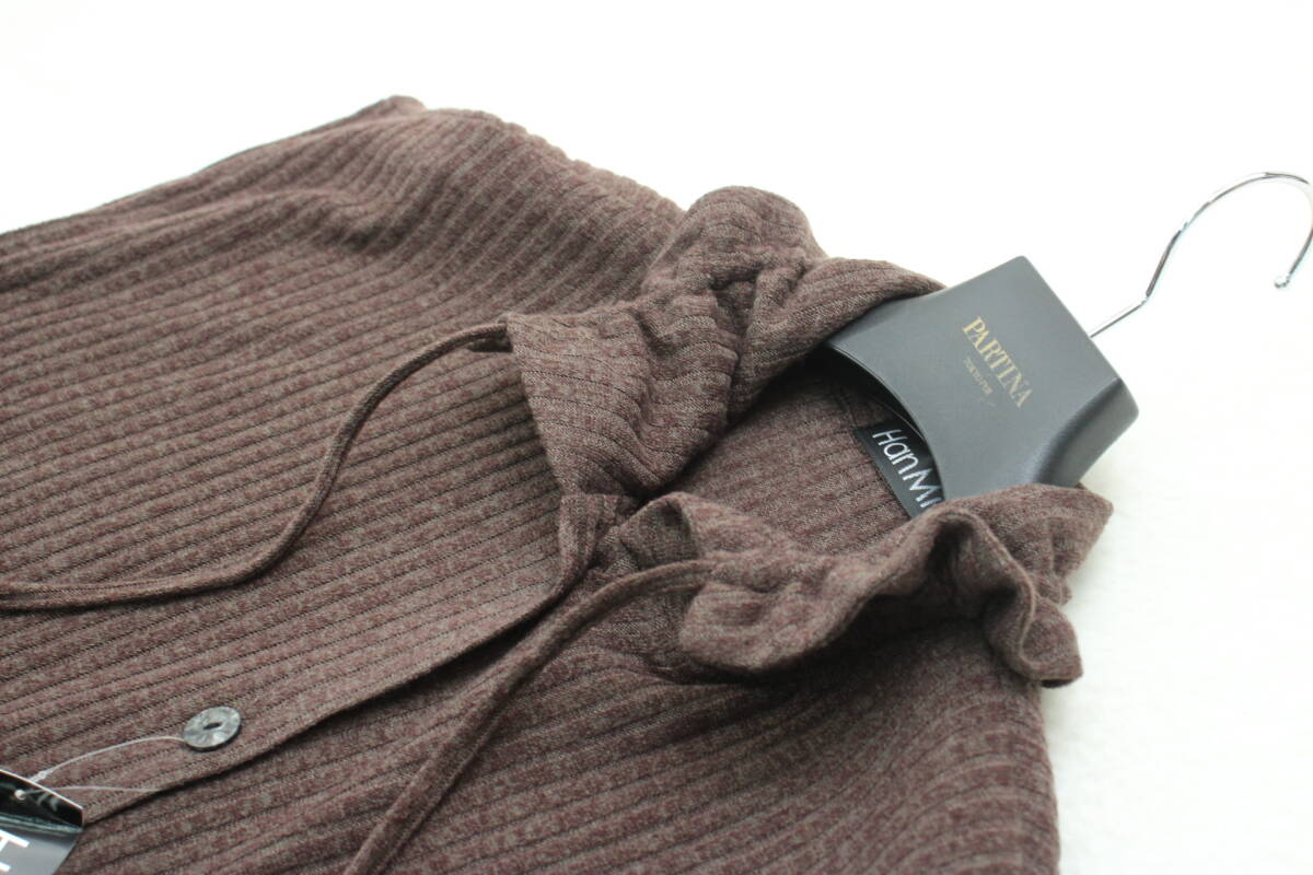 4864 新品タグ付き ２WAY衿リブニットベスト ブラウンＭ～Ｌサイズ