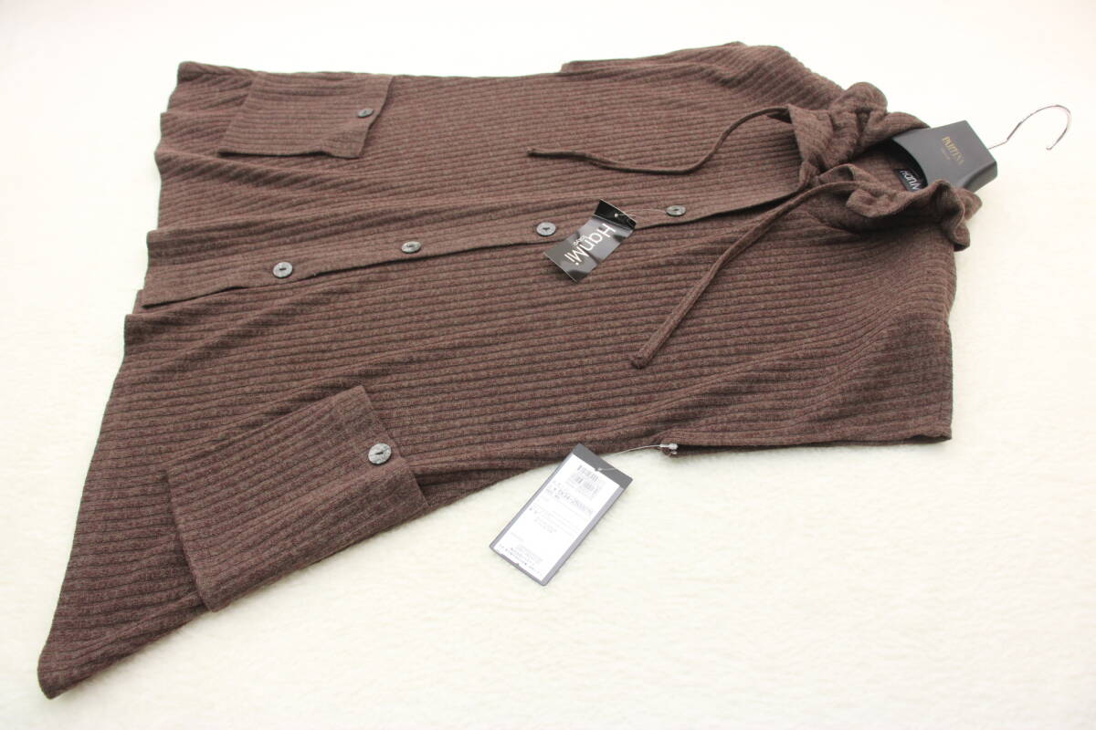 4864 新品タグ付き ２WAY衿リブニットベスト ブラウンＭ～Ｌサイズ