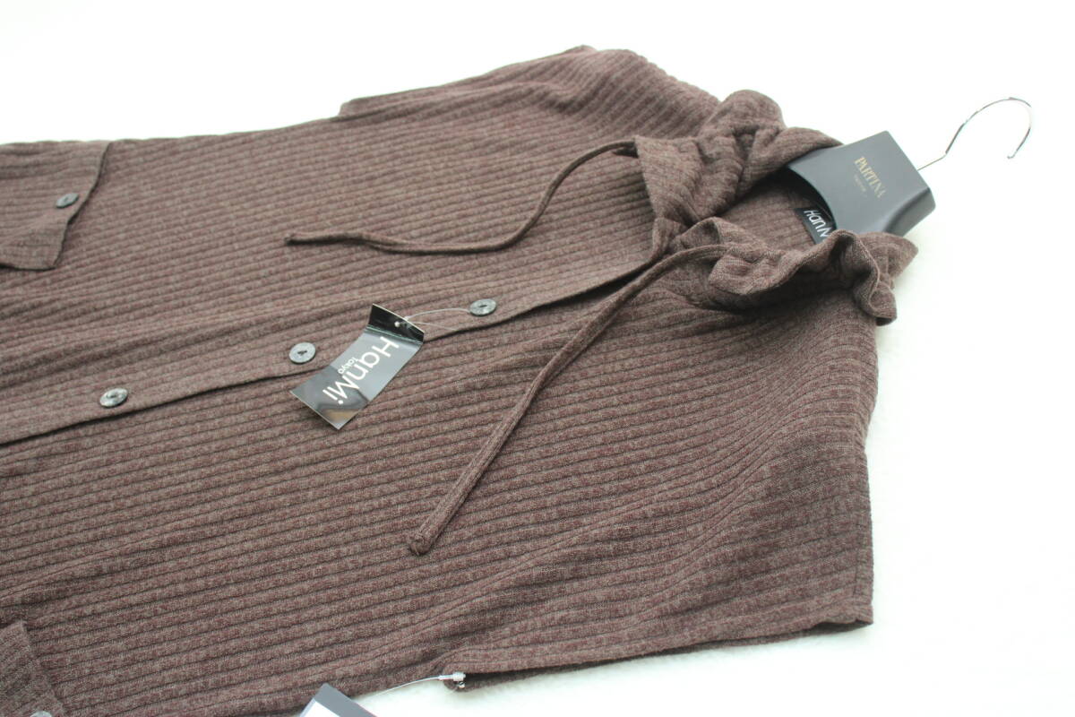4864 新品タグ付き ２WAY衿リブニットベスト ブラウンＭ～Ｌサイズ