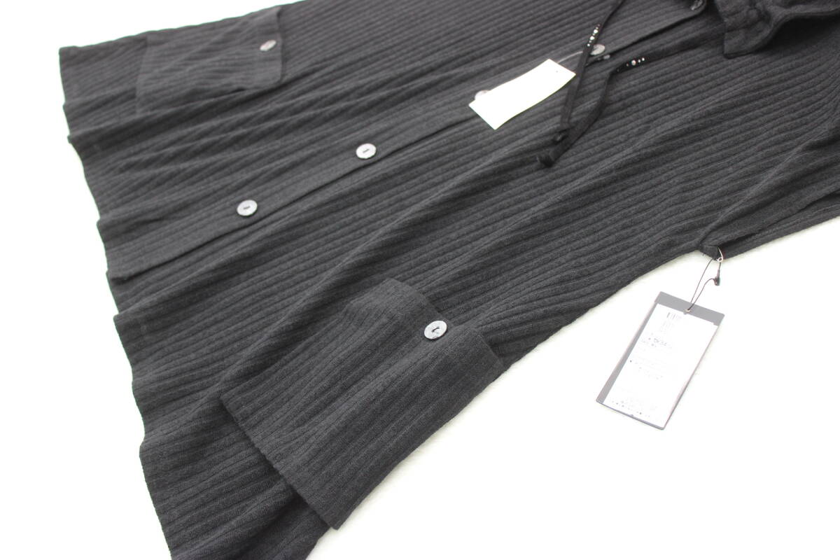 4865 新品タグ付き ２WAY衿リブニットベスト ブラックＭ～Ｌサイズ