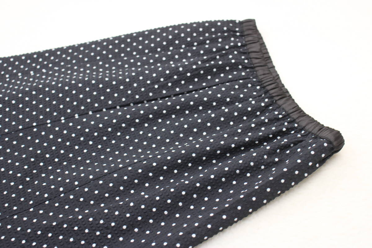 4447 新品 ウエストゴムサッカー地ドット柄スカート 定価￥13,000＋稅