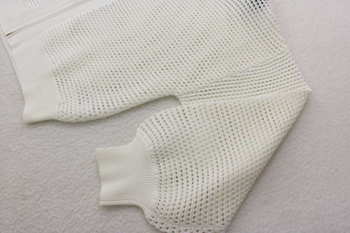 4927 新品 メッシュ編みニットブルゾン オフホワイトＦサイズ_画像4