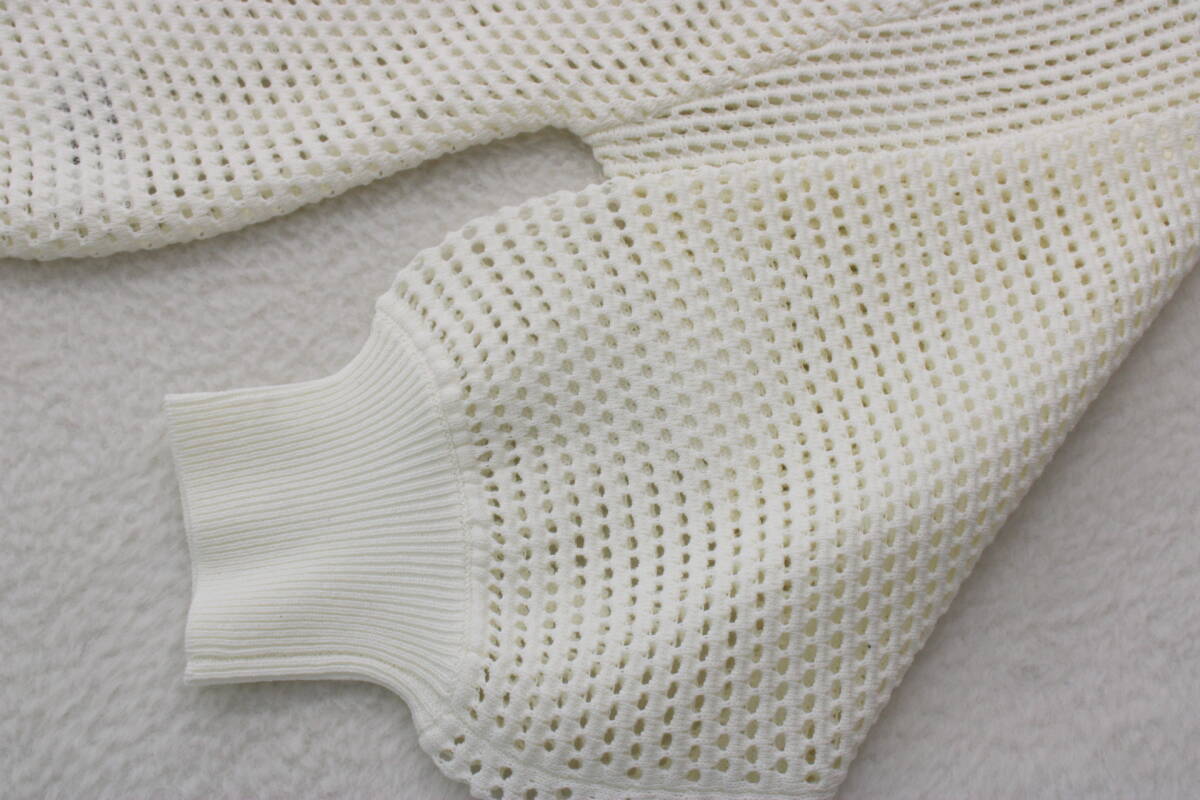 4927 新品 メッシュ編みニットブルゾン オフホワイトＦサイズ_画像5