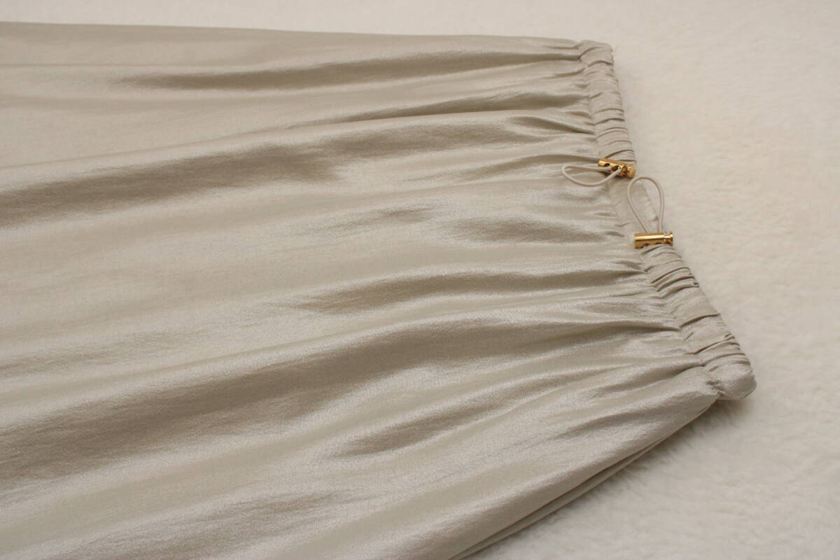 4936 新品 ウエストゴムラメドローコードギャザースカート ゴールドＦサイズ