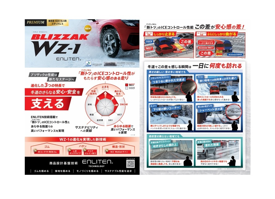 新商品 215/70R16 100Qブリヂストン ブリザック WZ-1【BRIDGESTONE BLIZZAK wz1 215/70-16】 スタッドレスタイヤ 新品 4本 1臺分