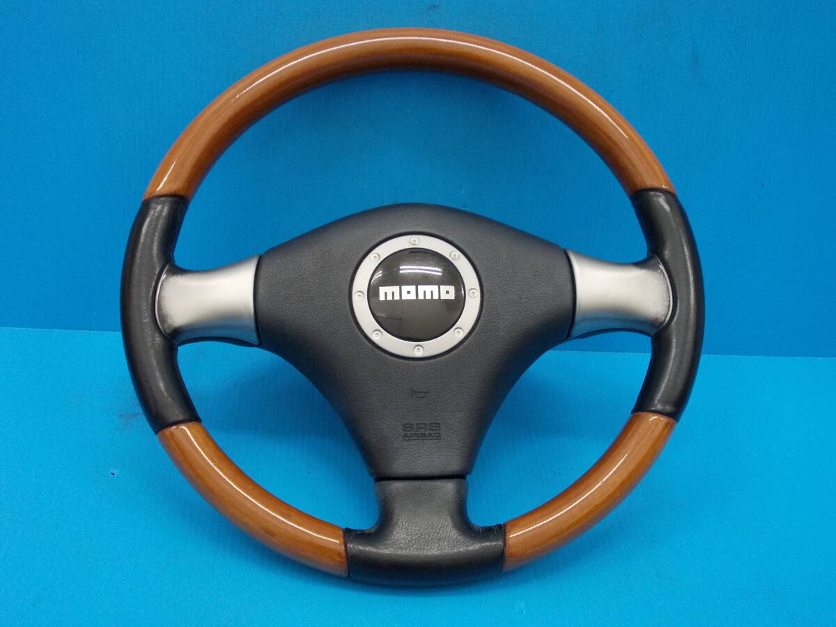 ■中古■　L650S/ミラ・ジーノ　ダイハツ純正　MOMO/モモ　木目/ウッド　レザーハンドル/ステアリングホール　_画像1