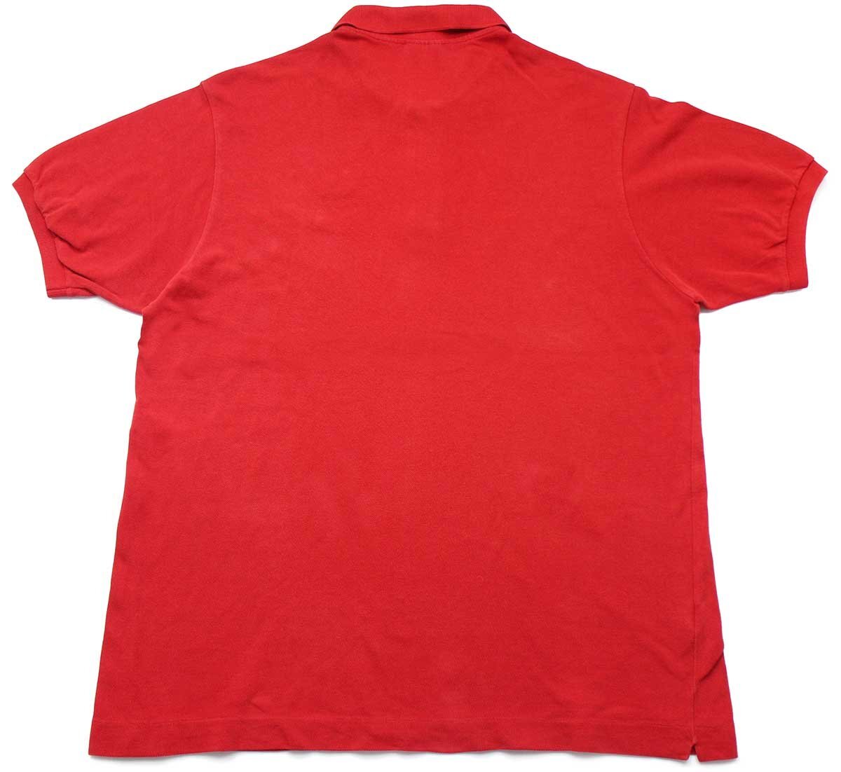 ★80s LACOSTEラコステ ワンポイント コットン 鹿の子 ポロシャツ 赤 6★199 オールド ビンテージ フレンチ ユーロ ビッグサイズ_画像2