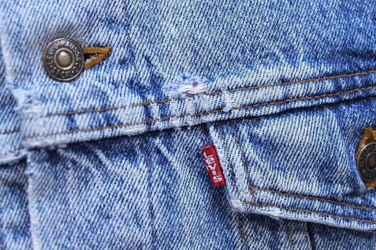 ★90s USA制 Levi'sリーバイス 70417 バッファローチェック ネルライナー ダメージ デニムジャケット 4ポケット★ビンテージ ビッグサイズ
