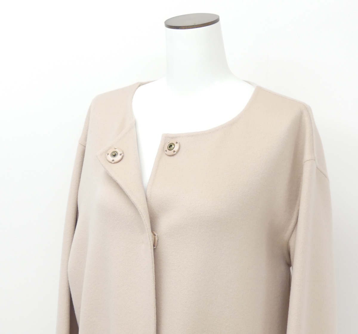 FOXEY コート リリック 40 アンティークベージュ カシミヤWフェイス#フォックスファーフードカシミヤニットストール付 '18年DM掲載 38808