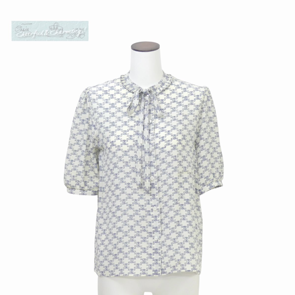 CELINE トリオンフシルクブラウス 34 アイボリー エディスリマン 22SS 2B553632P B＋＋