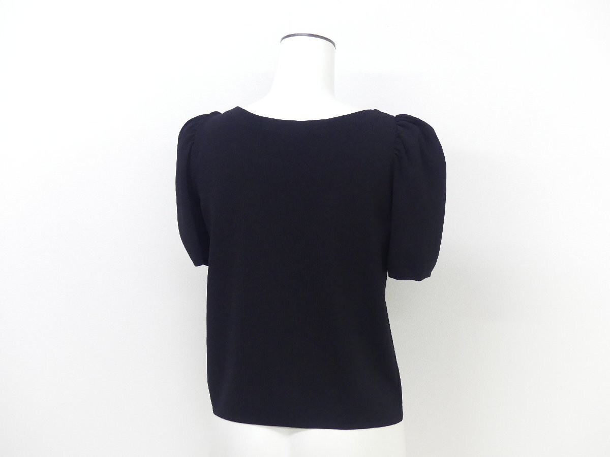 AVENIRETOILE アベニールエトワール ボートネックパフスリーブニットプルオーバー 38 ブラック レーヨンBLEND '25年商品