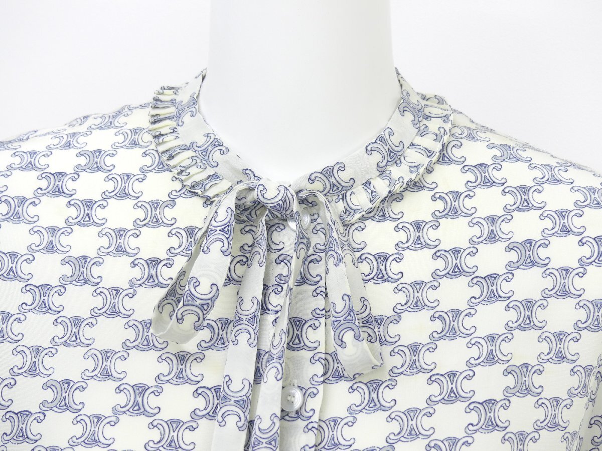 CELINE トリオンフシルクブラウス 34 アイボリー エディスリマン 22SS 2B553632P B＋＋