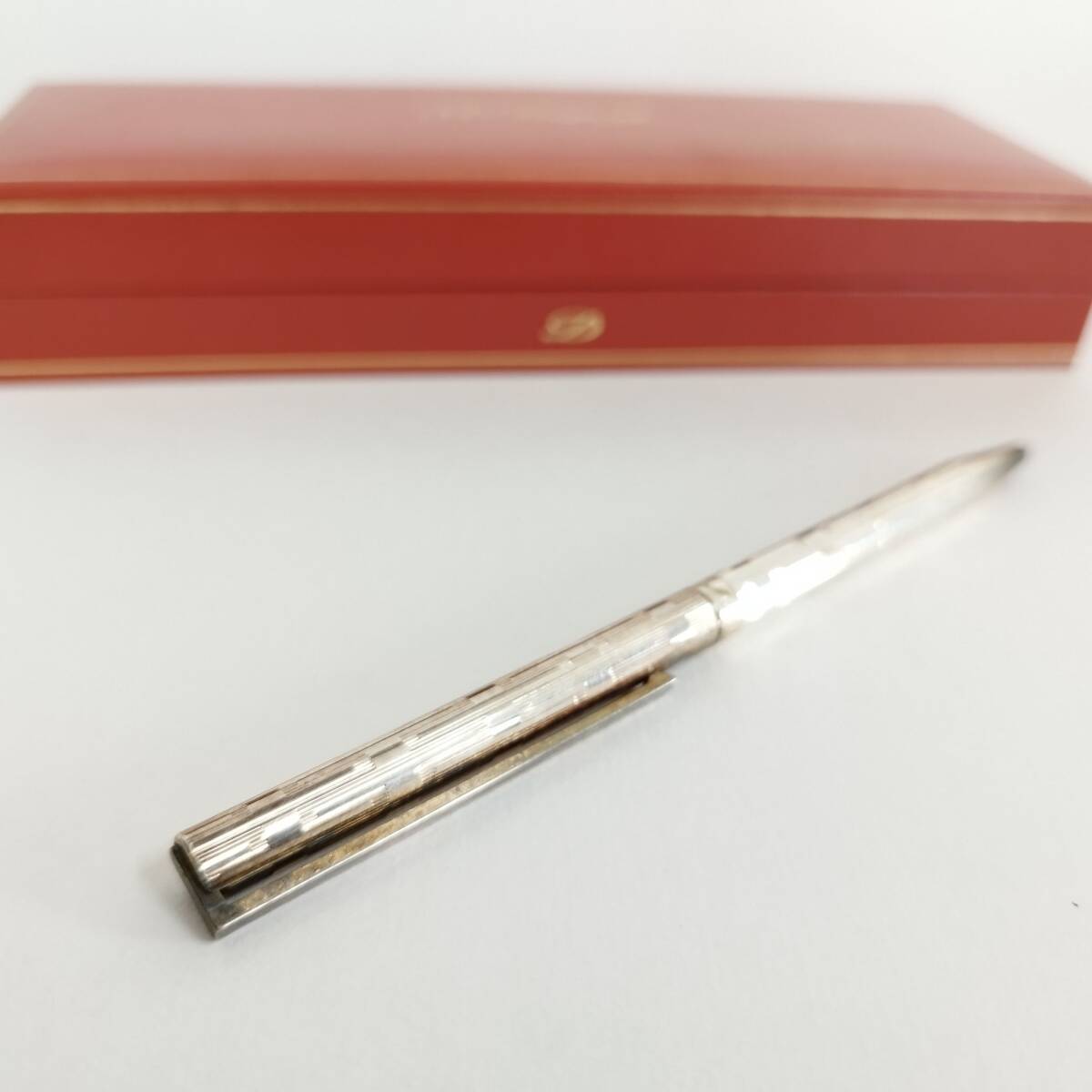 【TSS0914?？】デュポン Dupont ボールペン　シルバーカラー　ケース付き