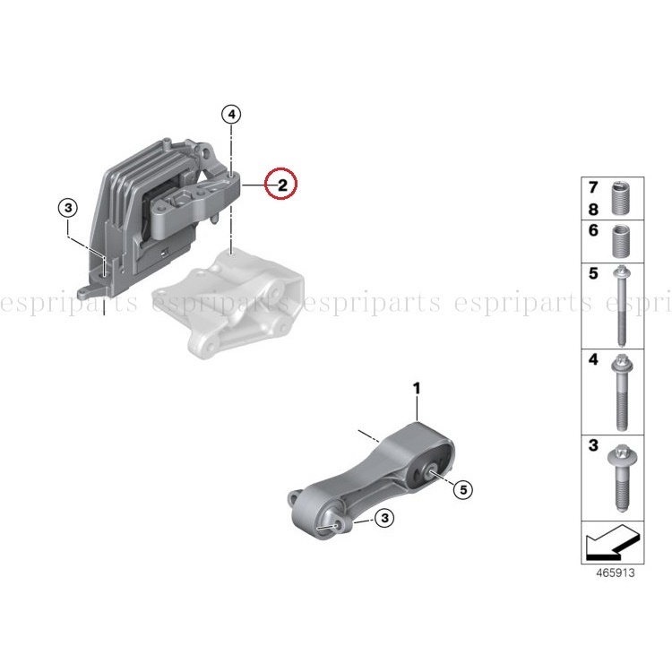 BMW F46 グランツアラー 218dx 220i 220dx エンジンマウント 右上 22118835566 22118743621 新品_画像2