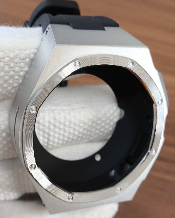 銀黒 サムスン Samsung ギャラクシーウォッチ プロ Galaxy watch 5 pro 45mm メタルケース 専用 バンド カスタム MOD 金属 ステンレス_画像6