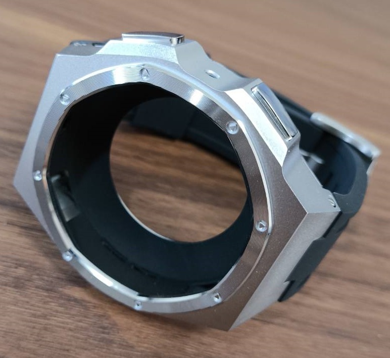 銀黒 サムスン Samsung ギャラクシーウォッチ プロ Galaxy watch 5 pro 45mm メタルケース 専用 バンド カスタム MOD 金属 ステンレス_画像2