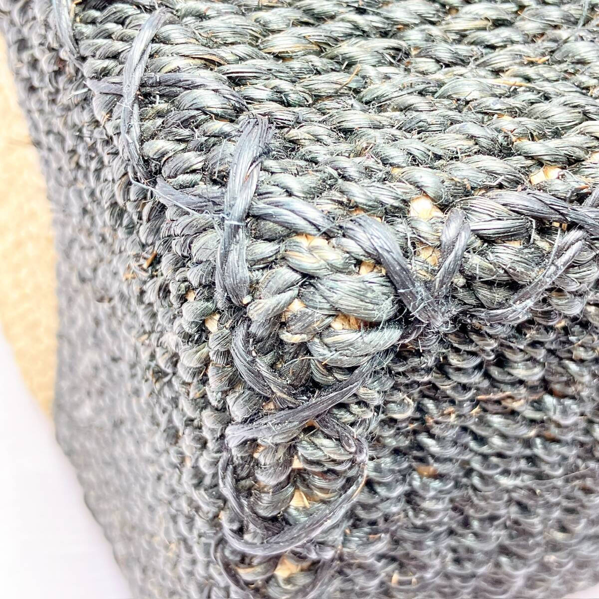 1543◯ LANVIN ランバン ハンドバッグ トートバッグ かごバッグ 麦わら かご編み リボン レディース ナチュラル ブラック 黒 パール_画像4