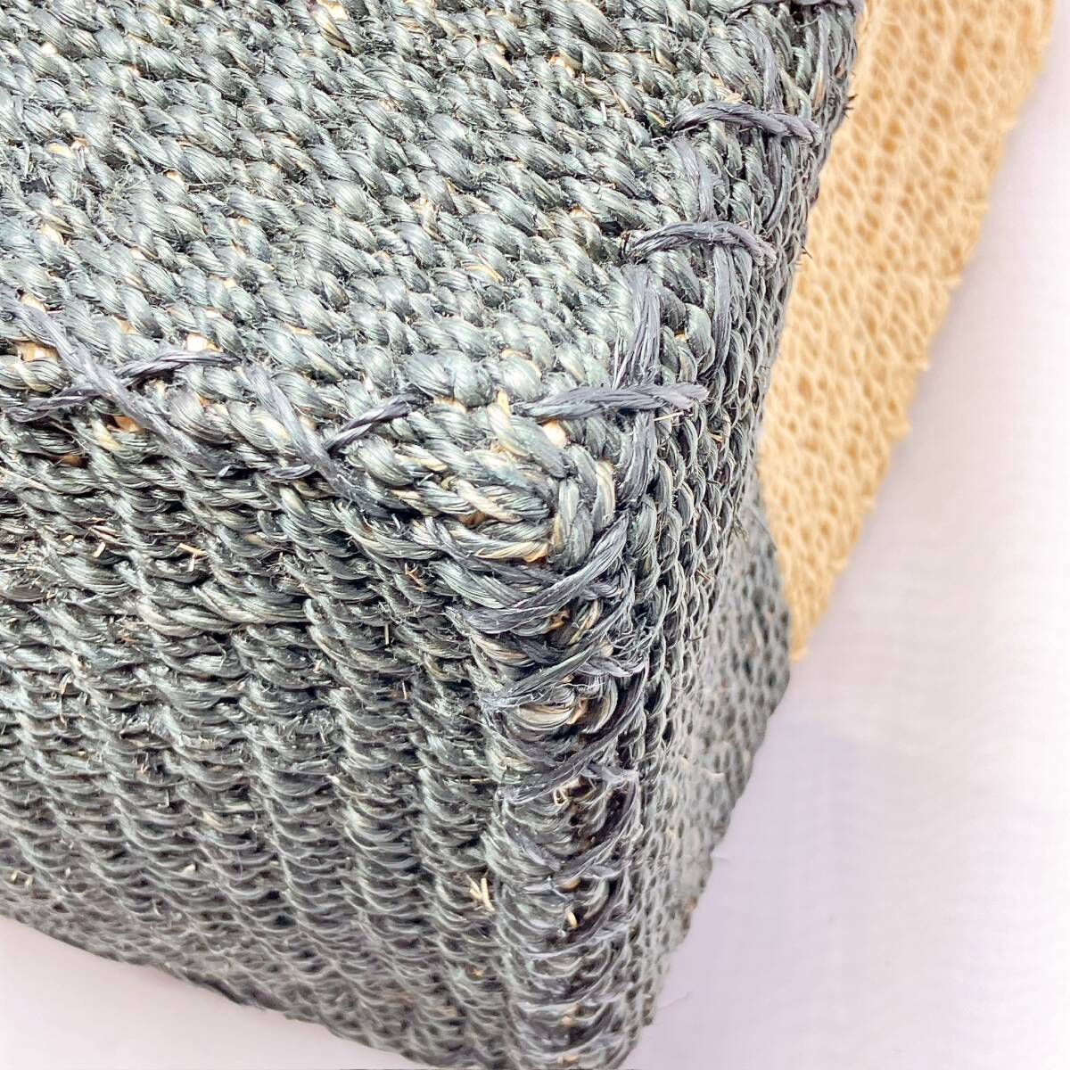 1543◯ LANVIN ランバン ハンドバッグ トートバッグ かごバッグ 麦わら かご編み リボン レディース ナチュラル ブラック 黒 パール_画像5