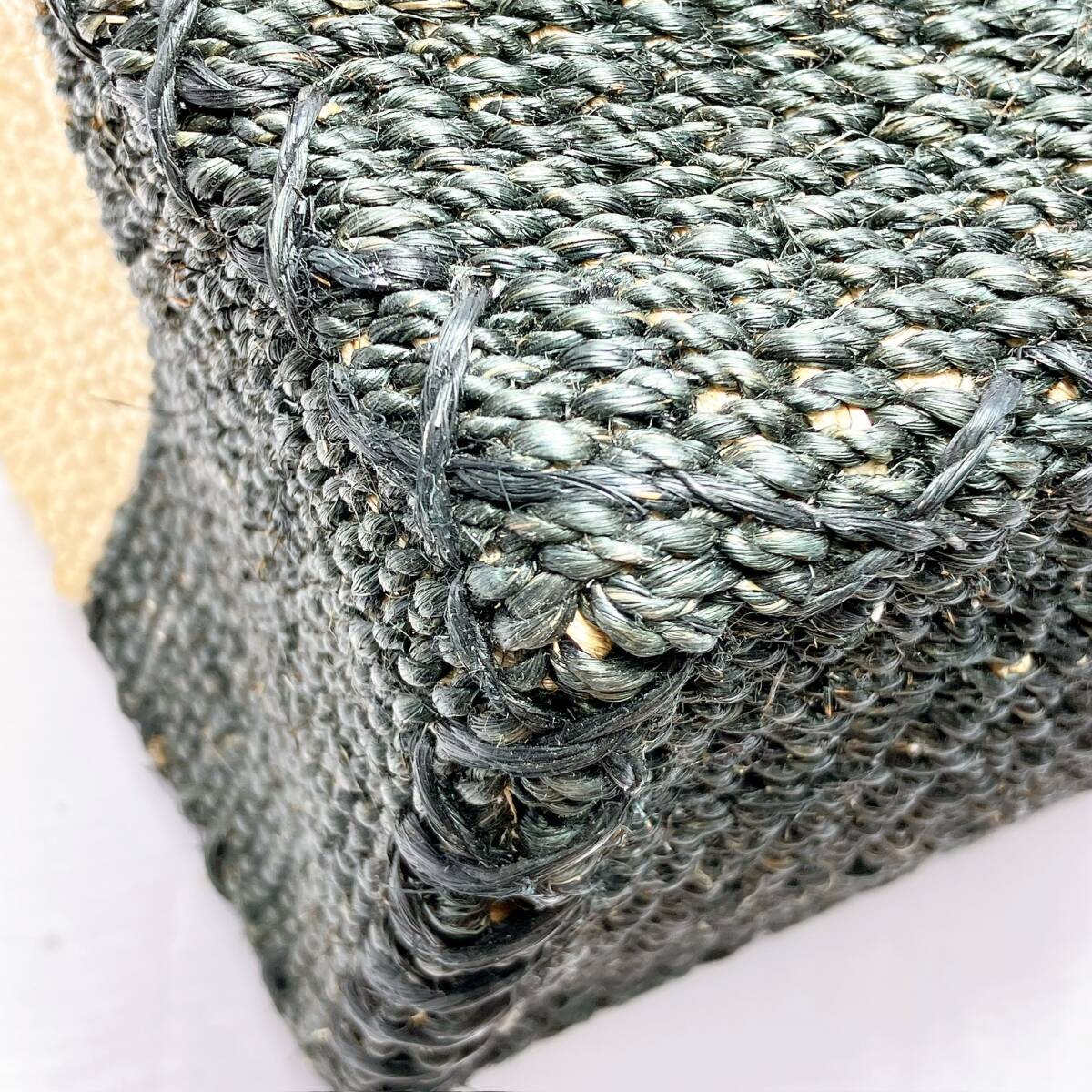 1543◯ LANVIN ランバン ハンドバッグ トートバッグ かごバッグ 麦わら かご編み リボン レディース ナチュラル ブラック 黒 パール_画像6