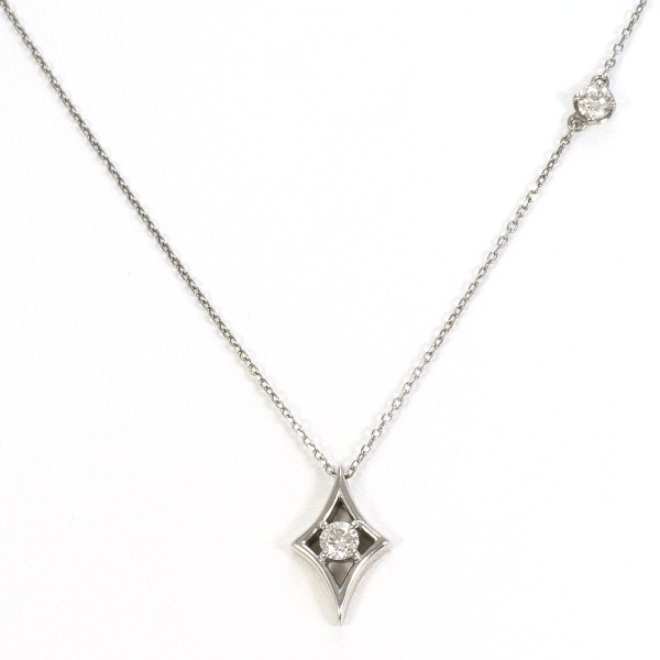 K18WG ネックレス ダイヤ 0.13 総重量約1.4g 約40cm 中古 美品 送料無料☆0315_画像1