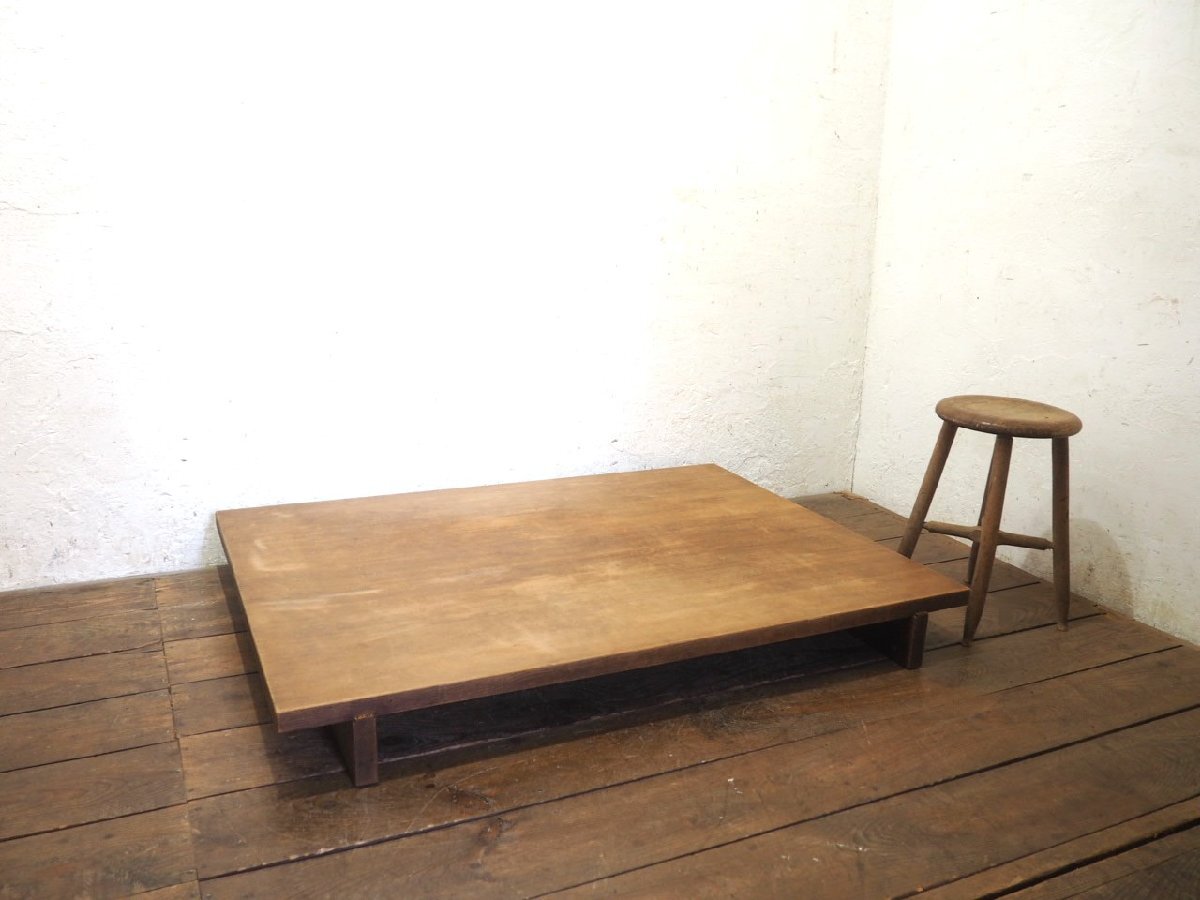 タU0668◇天板W121cm×D90cm◇レトロな古い木製ローテーブル◇文机 座卓