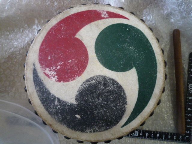 當時物 三つ巴 和太鼓 でんでん太鼓 現(xiàn)狀渡し品