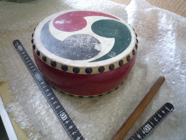 當時物 三つ巴 和太鼓 でんでん太鼓 現(xiàn)狀渡し品