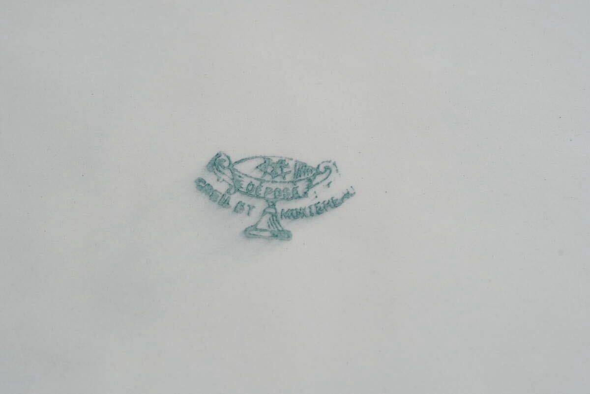 希少 Creil et Montereau 古いクレイユ・エ・モントロー窯 テールドフェール 四方足付台皿 フラットプレート_画像6